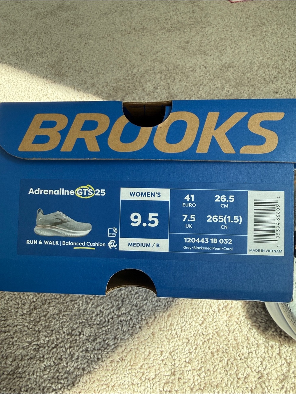 Brooks Men’s Running Shoes in Light Gray with Peach Accent - Picture 4 of 4